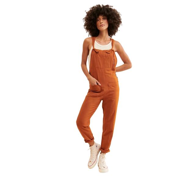 Nwt L* space Cali Girl Overalls Brown Jumper Cotton XS - Picture 1 of 8